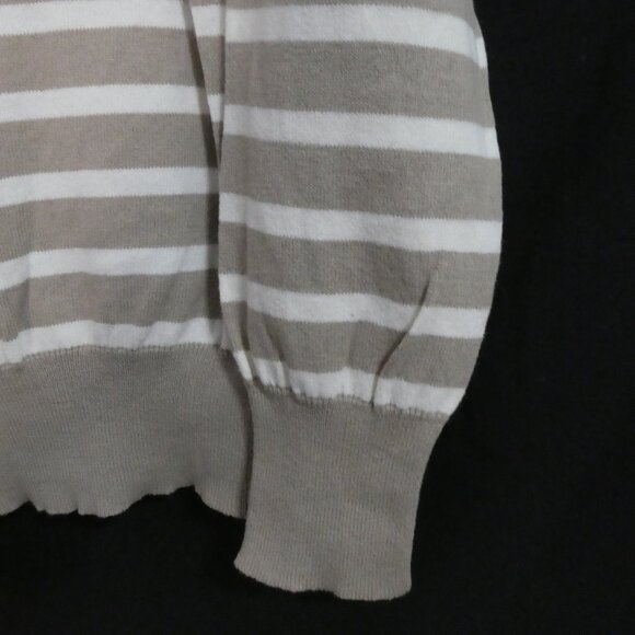 GEORGE | medium | Beige and White Striped V-Neck Lightweight Sweater - Picture 14 of 14